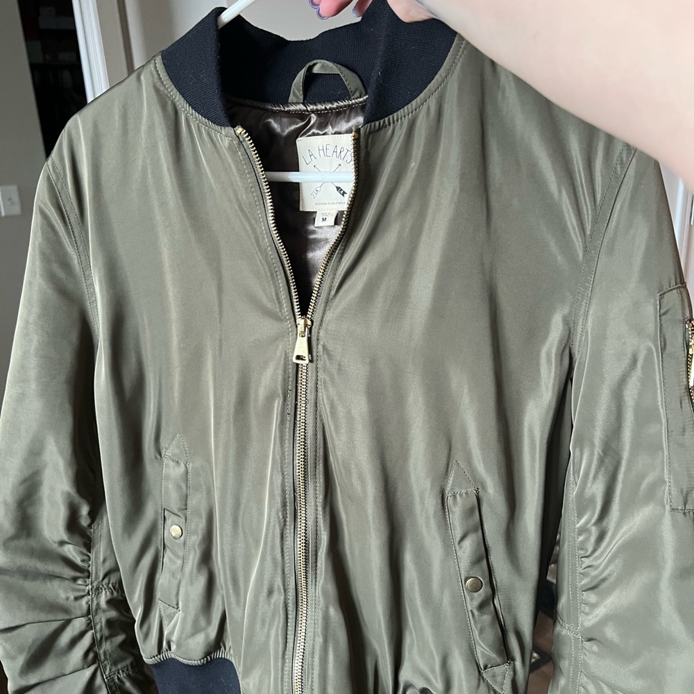 Olive green bomber jacket